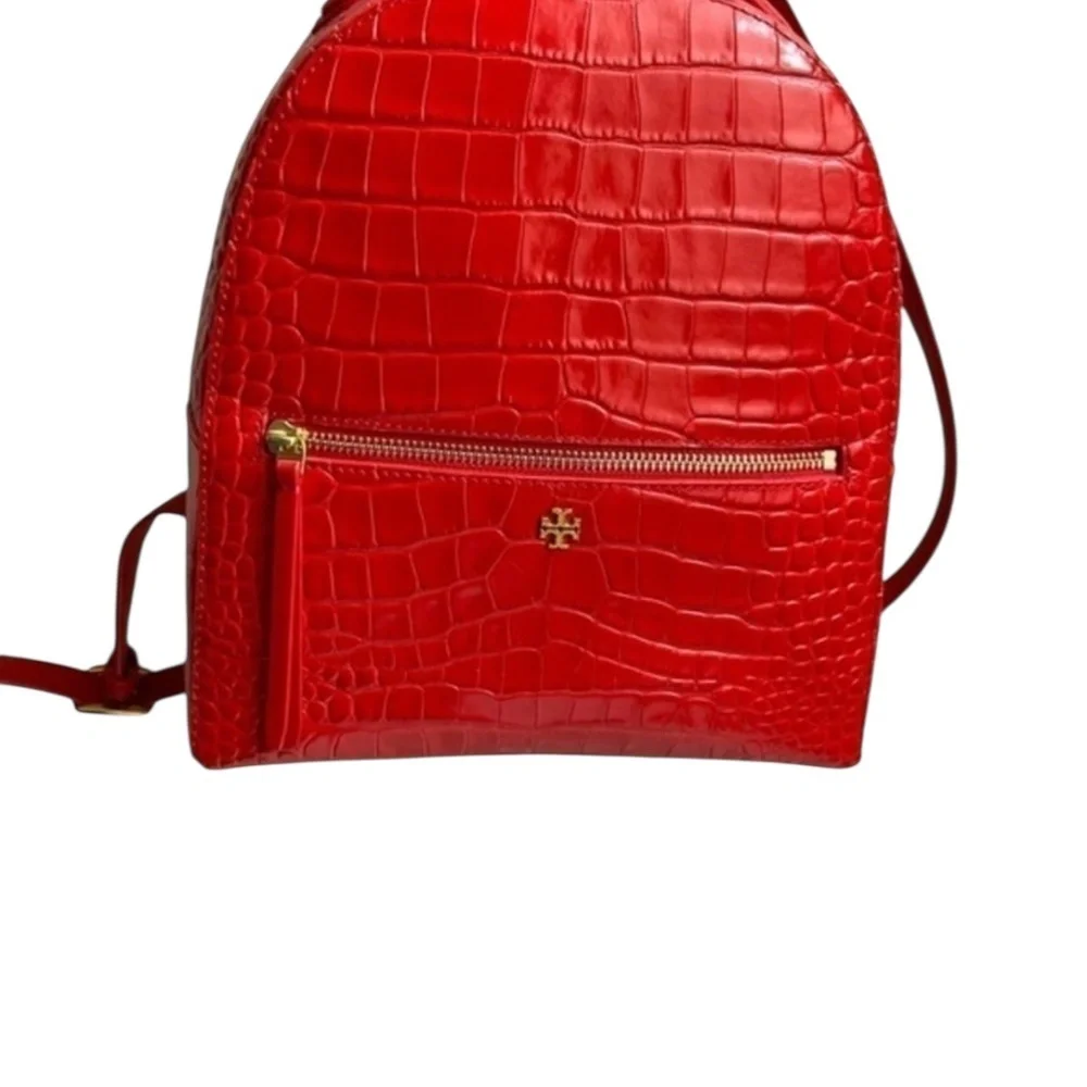 Tory Burch croc embossed liberty red leather mini backpack nwt $495